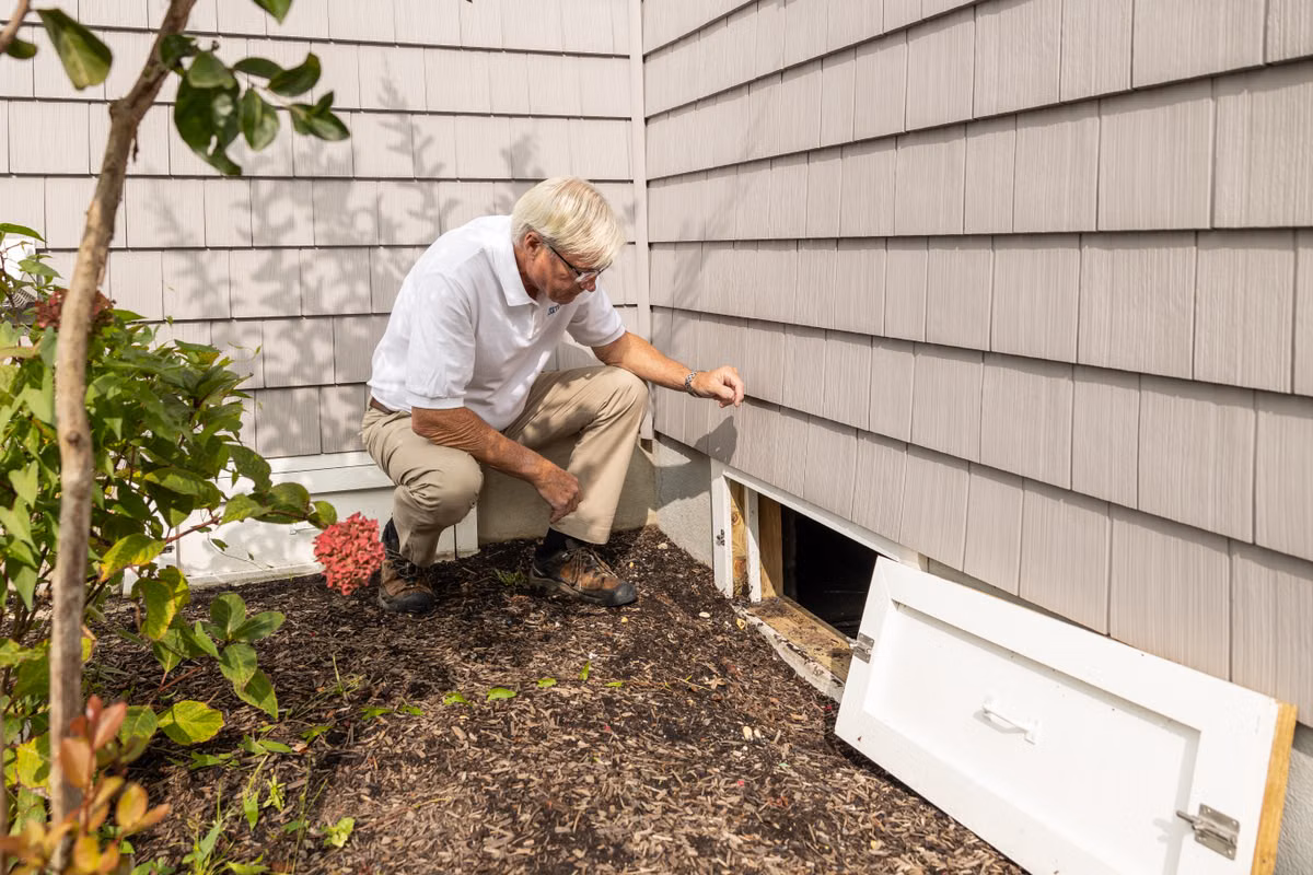 Moisture inspection in a Hartwell crawlspace by Crawlspace Rescue